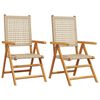 vidaXL Klappstoler 2 stk. beige heltre akasie og polyrotting