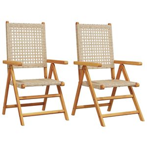 vidaXL Klappstoler 2 stk. beige heltre akasie og polyrotting
