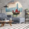 WallArt Tapetsirkel Skyline with Junk Boat 190 cm