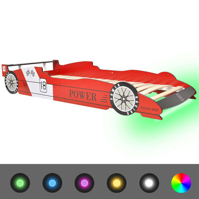 vidaXL Barnas racerbilseng med LED 90x200 cm rød