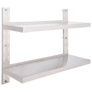 vidaXL Flytende vegghylle 2 niv&aring;er rustfritt st&aring;l 100x30 cm