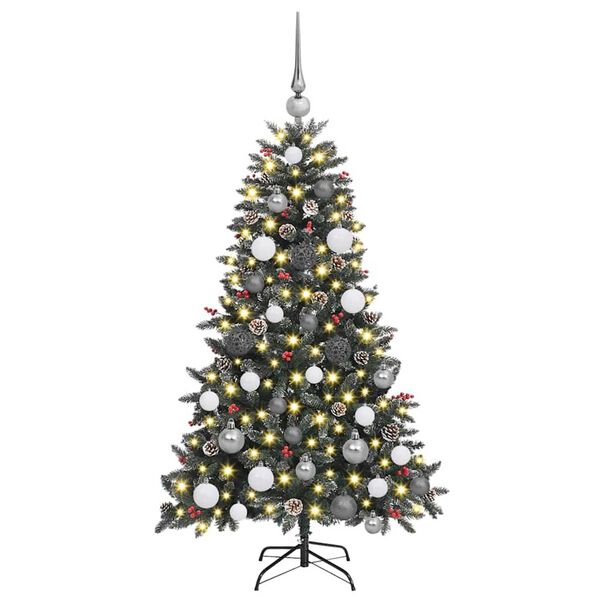 vidaXL Kunstig juletre med 150 LED gr&oslash;nn 120 cm PVC og plast og st&aring;l