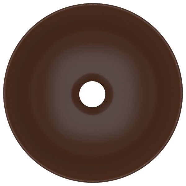 vidaXL Baderomsservant keramisk mørkebrun rund