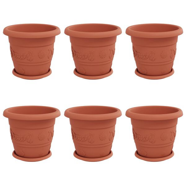 vidaXL Plantepotter 6 pcs Klinker R&oslash;d &Oslash; 26 x 21.5 cm Plast