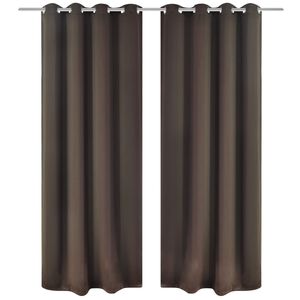 Energisparende gardiner med metallringer 2 stk brun 135 x 245 cm