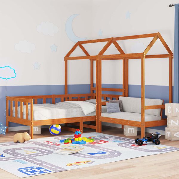 vidaXL Dagsengsett 3 pcs Vokset Brun Massiv furu