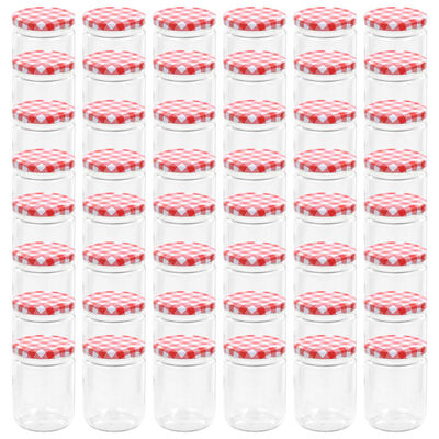 vidaXL Syltetøyglass med hvite og røde lokk 48 stk 230 ml
