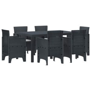 vidaXL Hage Spisegruppe 7 stk. Antrasitt Polt rattan