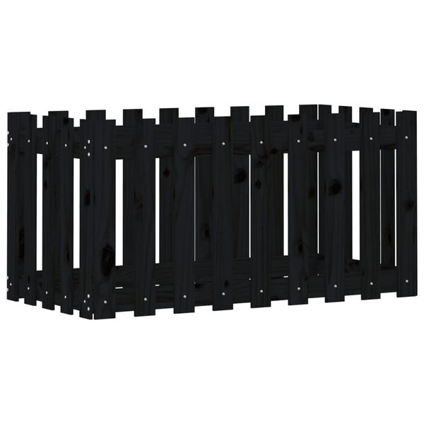 vidaXL H&oslash;ybed med gjerdedesign svart 100x50x50 cm heltre furu