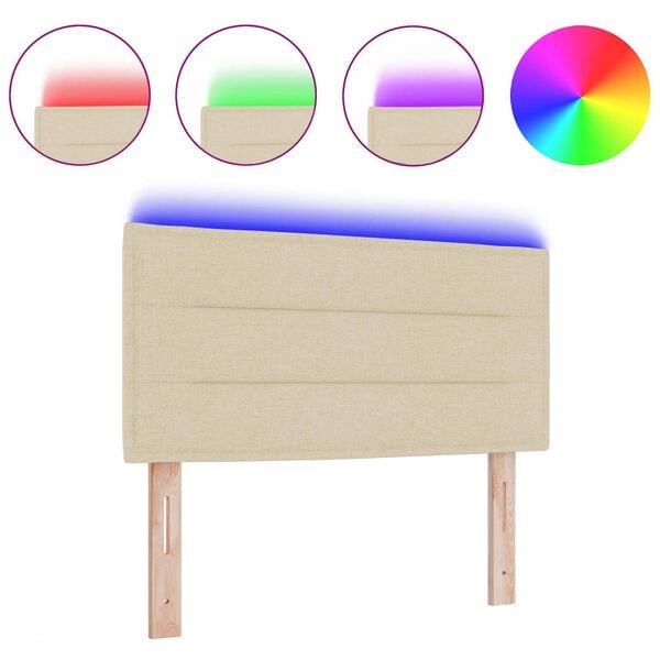 vidaXL LED Hodegavl med LED -stripelys Krem 80 cm Polyester