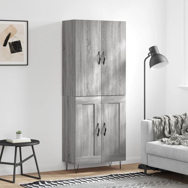 vidaXL Highboard gr&aring; sonoma 69,5x34x180 cm konstruert tre