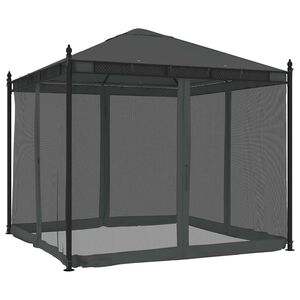vidaXL Paviljong med nettingvegger antrasitt 2,93x2,93 m st&aring;l