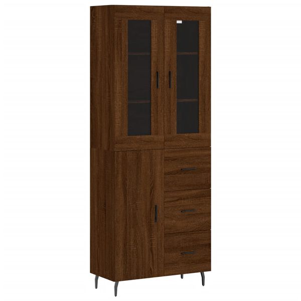 vidaXL Highboard brun eik 69,5x34x180 cm konstruert tre
