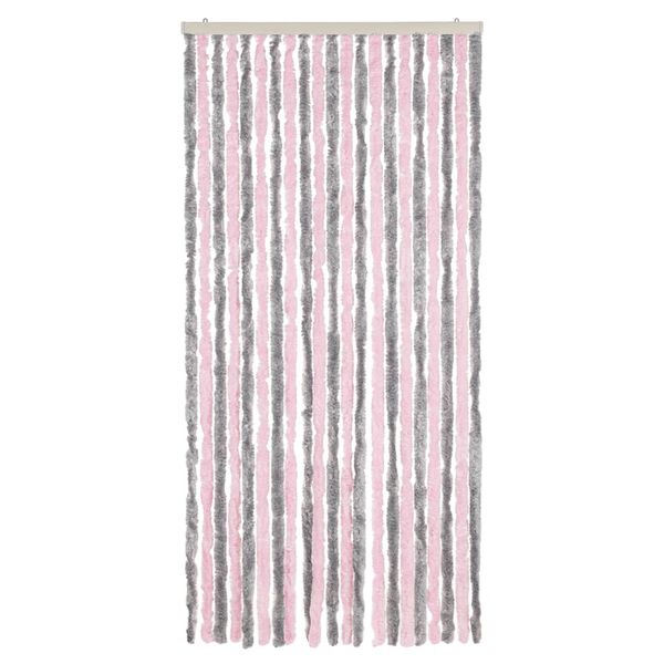 vidaXL Fluegardin sølvgrå og rosa 90x220 cm chenille