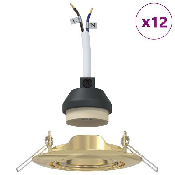 vidaXL Spotlight 12 pcs Gull 9 x 9 x 2.5 cm Metall