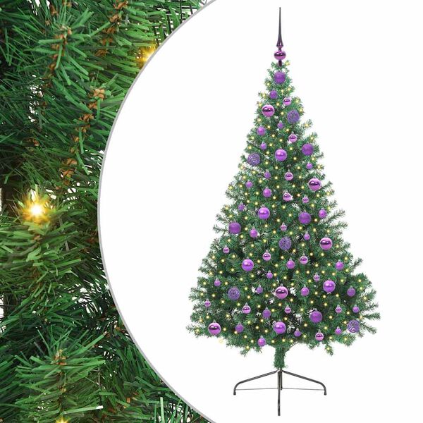 vidaXL Kunstig Forhåndsopplyst Juletre med 300 LED grønn 180 cm PVC