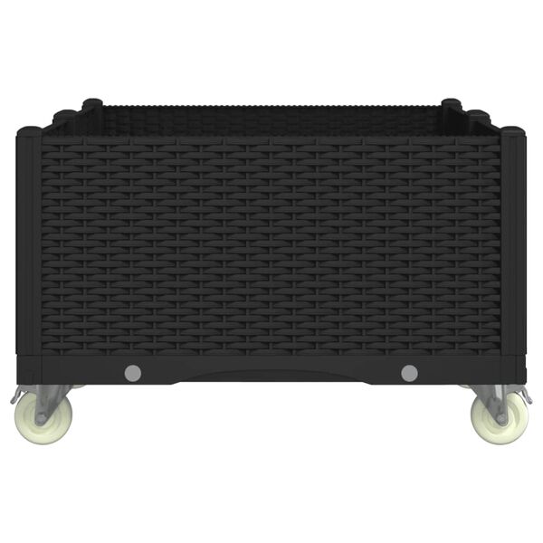 vidaXL Plantekasse med hjul svart 100x80x54 cm PP
