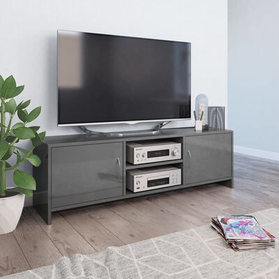 vidaXL TV-benk høyglans grå 120x30x37,5 cm sponplate