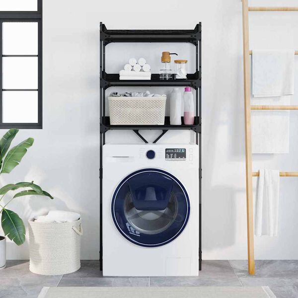 vidaXL Vaskemaskinhylle Svart 0ak 67 x 25 x 163 cm Konstruert tre