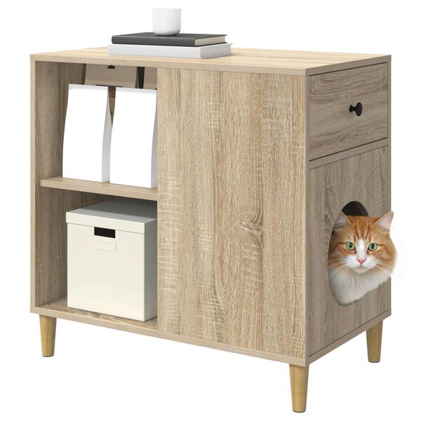 vidaXL Katt Hus Sonoma 72 x 42.5 x 70 cm Konstruert tre