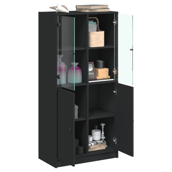 vidaXL Highboard med dører svart 68x37x142 cm konstruert tre