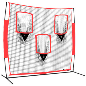 vidaXL B&aelig;rbart baseballnett svart og r&oslash;d 183x105x183 cm polyester