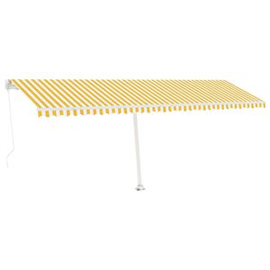 vidaXL Frittst&aring;ende manuell uttrekkbar markise 600x300 cm gul og hvit