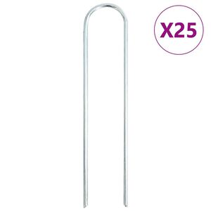 vidaXL Jordplugger U-formet 25 stk 20x3,5 cm galvanisert st&aring;l