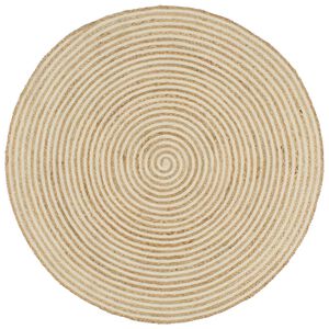 vidaXL H&aring;ndlaget juteteppe med spiral-design hvit 90 cm