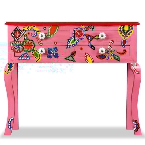 vidaXL Konsollbord mango heltre bl&aring; h&aring;ndmalt