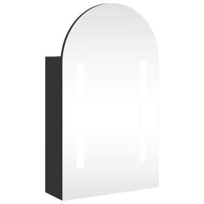 vidaXL Baderomsspeilskap med LED-lys buet svart 42x13x70 cm