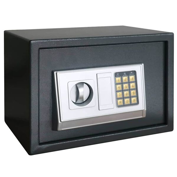 vidaXL Digital safe med l&aring;s M&oslash;rke gr&aring; 35 x 25 x 25 cm St&aring;l