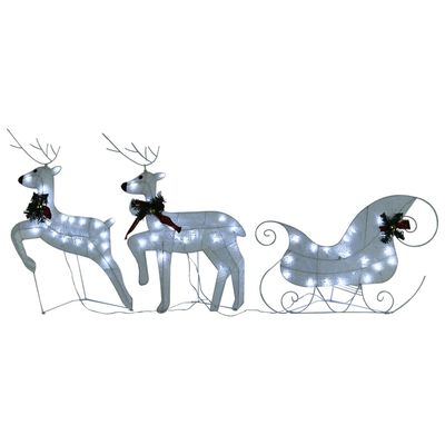 vidaXL Reinsdyr og slede julepynt 60 lysdioder utendørs hvit