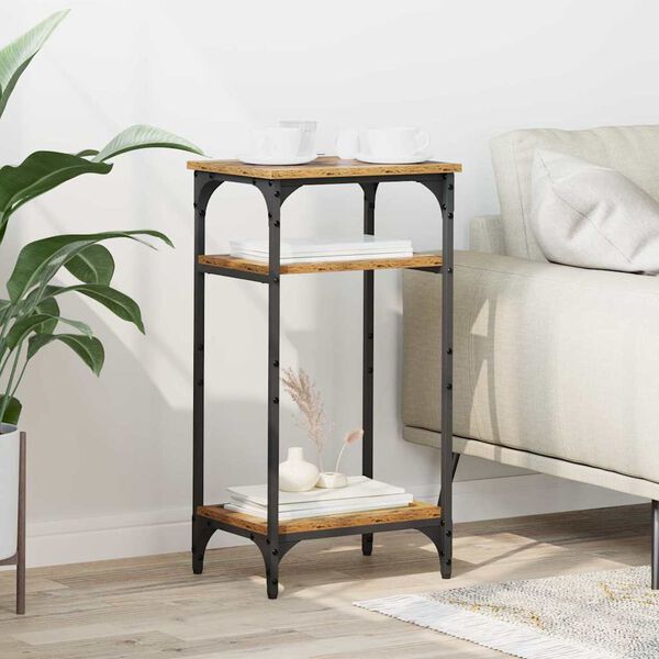 vidaXL Sidetabell med hylle Gamle tre 40 x 30 x 75 cm Konstruert tre
