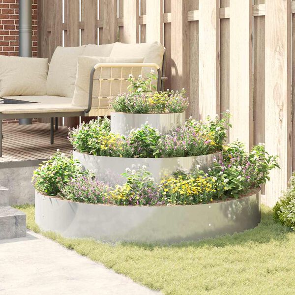 vidaXL Hageblomsterpotte sølv 120 x 120 x 20 cm Galvanisert Stål