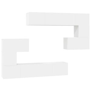 vidaXL TV-benksett 8 deler hvit konstruert tre