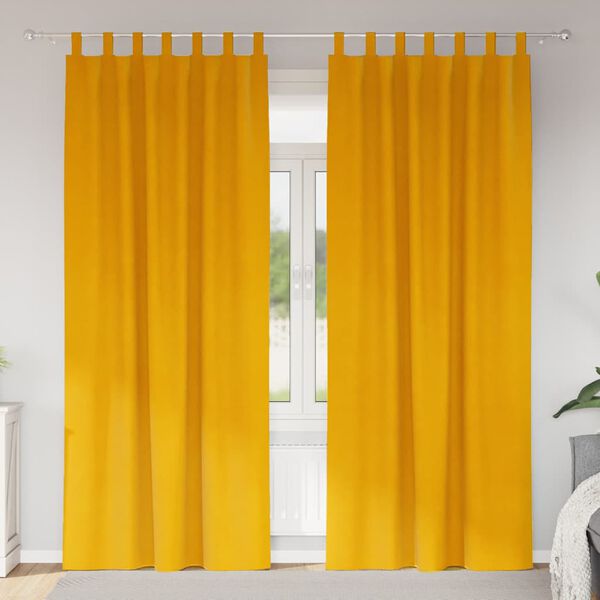 vidaXL Blendingsgardiner 2 pcs Sennepsgul 140 x 260 cm Fl&oslash;yel