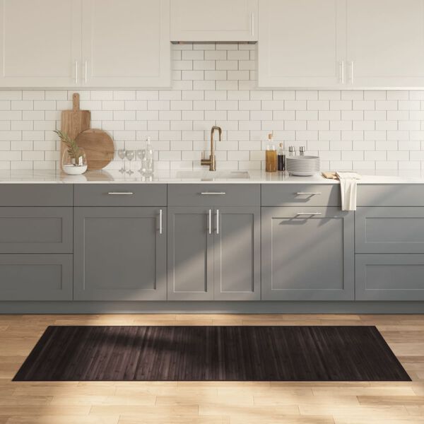 vidaXL Teppe rektangul&aelig;r m&oslash;rkebrun 80x200 cm bambus