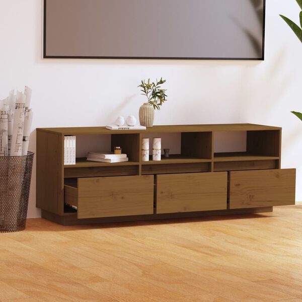 vidaXL TV-benk honningbrun 140x37x50 cm heltre furu