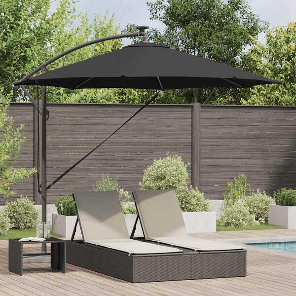 vidaXL Kantilever bananparasol Svart 294 x 294 x 248 cm
