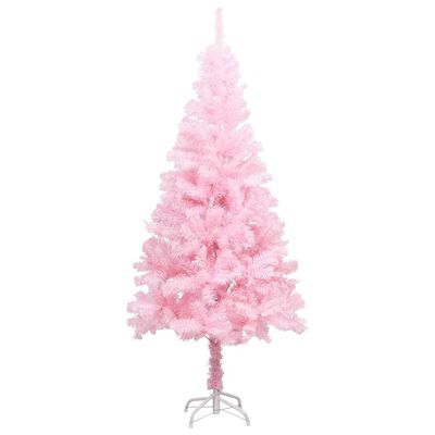 vidaXL Forhåndsbelyst kunstig juletre med stativ rosa 120 cm PVC