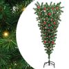 vidaXL Opp-ned Kunstig Forbelyst Juletr&aelig; med Kule Sett gr&oslash;nn 120 cm