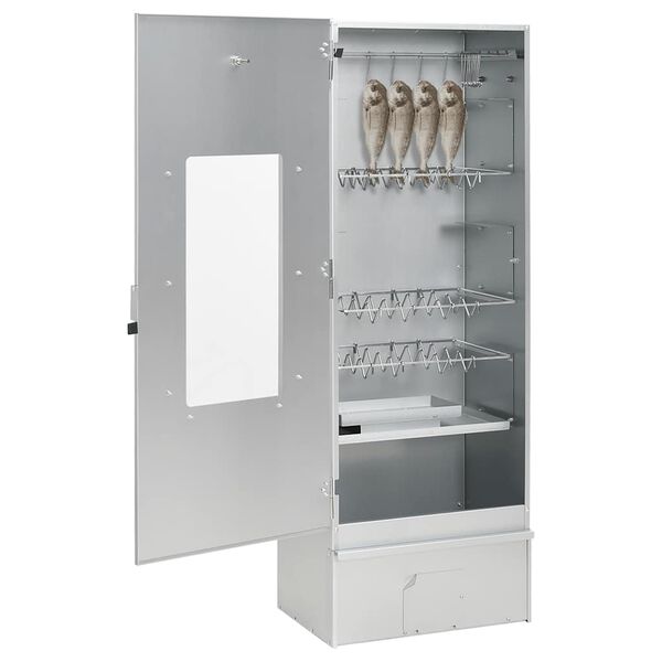 vidaXL R&oslash;ykgrill med treflis 44,5x29x110 cm galvanisert st&aring;l