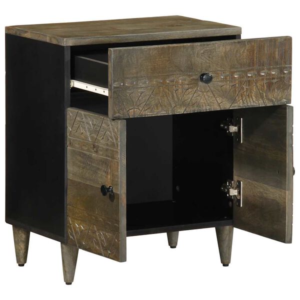 vidaXL Nattbord lysegr&aring; 50x33x60 cm heltre mango