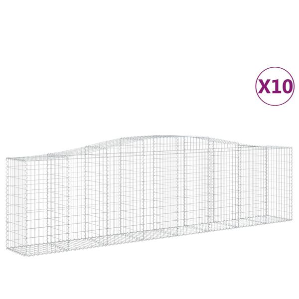 vidaXL Gabionkurver buede 10 stk 400x50x100/120 cm galvanisert jern