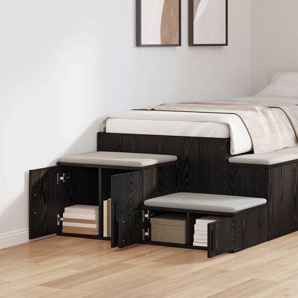 vidaXL Oppbevaringsskap 2 pcs Svart Eik 127 x 41 x 40 cm