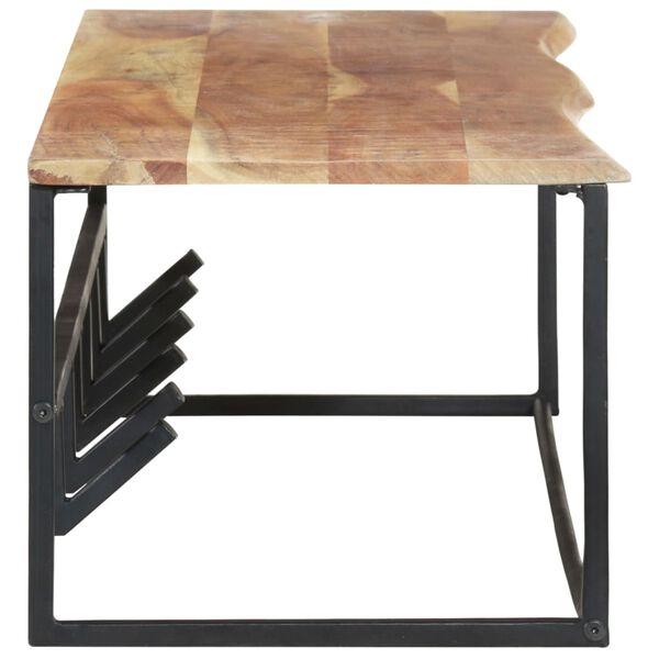 vidaXL Hattehylle med knagger naturlig kant 100x34x38 cm heltre akasie