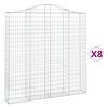 vidaXL Gabionkurver buede 8 stk 200x30x200/220 cm galvanisert jern