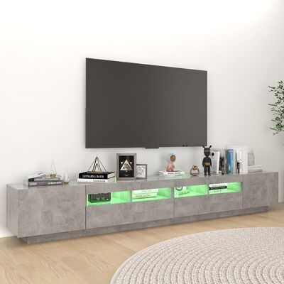 vidaXL TV-benk med LED-lys betonggrå 260x35x40 cm