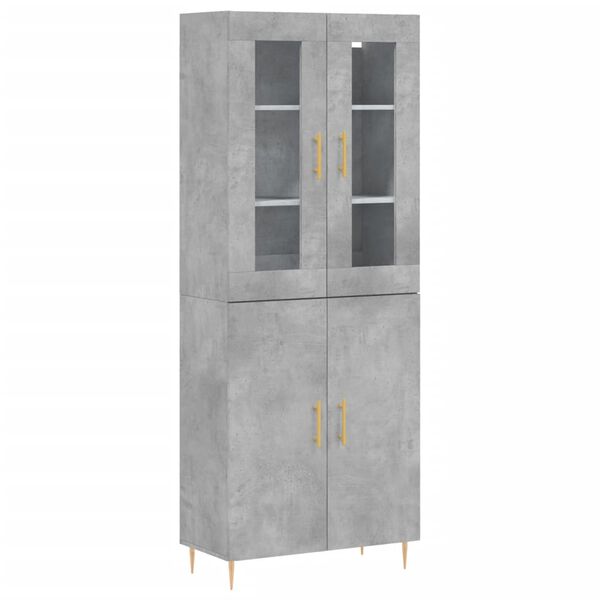 vidaXL Highboard betonggr&aring; 69,5x34x180 cm konstruert tre